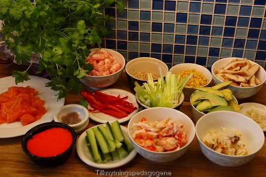 Ingredienser til sushi
