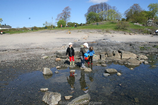 Barn i vannkanten