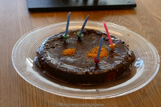 Sjokoladekake laget med Thomas sin oppskrift