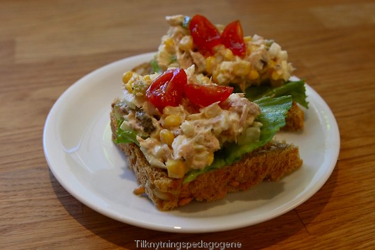 Tunfisksalat p�� br��dskive