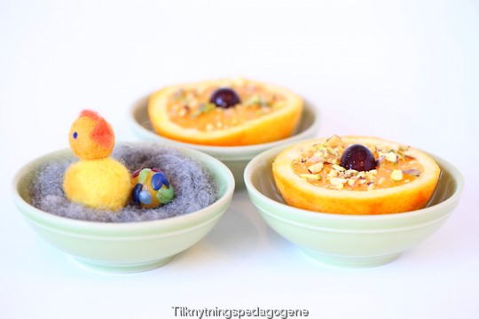 Dessert til p��ske med appelsin og n��tter